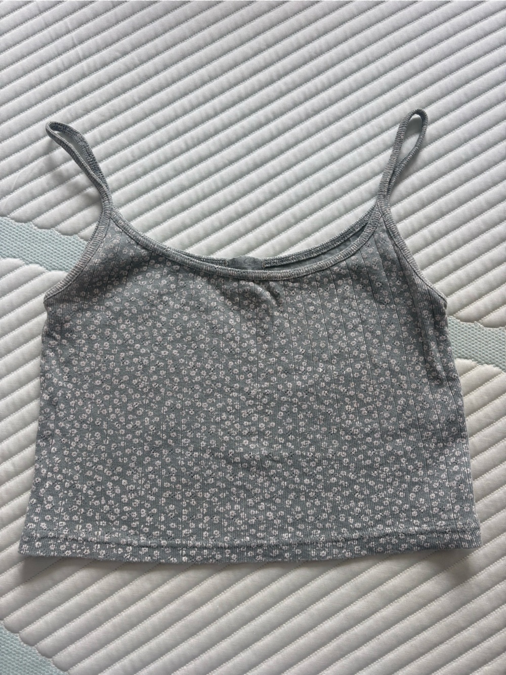 Brandy Melville/ John Galt Floral Ribbed Spaghetti Strap Crop Tank Top